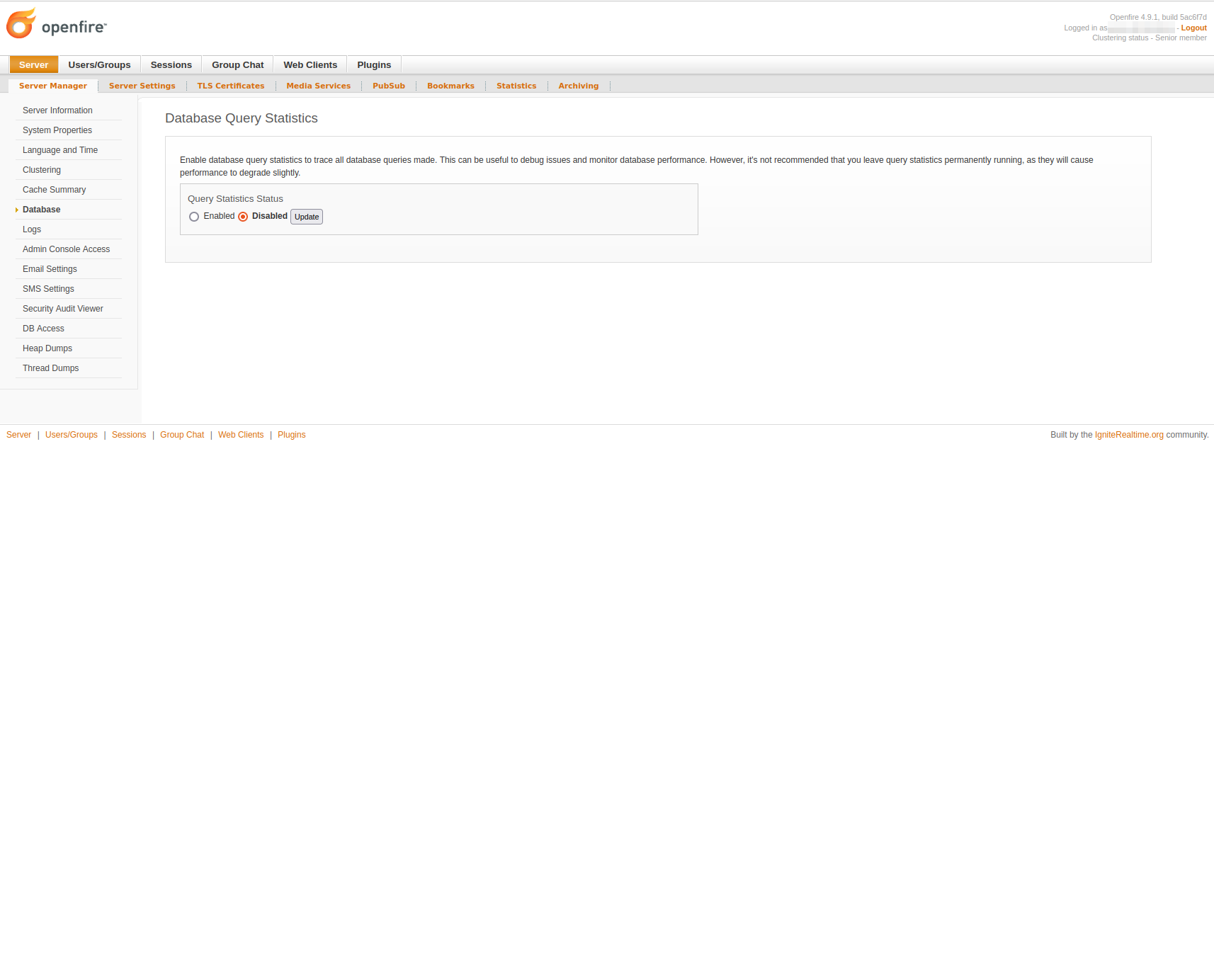 The controls to be used to enable or disable statistics collection.