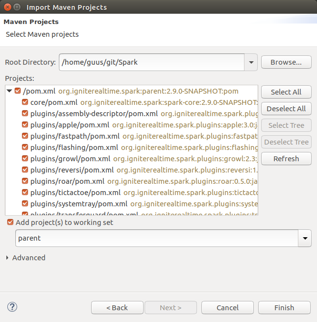 Eclipse identifies all modules automatically.