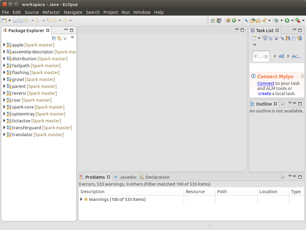 Spark modules in the Eclipse workspace.